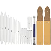20 Piezas Lapices de Dibujo Tortillones con Sacapuntas de Papel de Lija y Herramienta de Extensión de Lápiz- Difuminos…